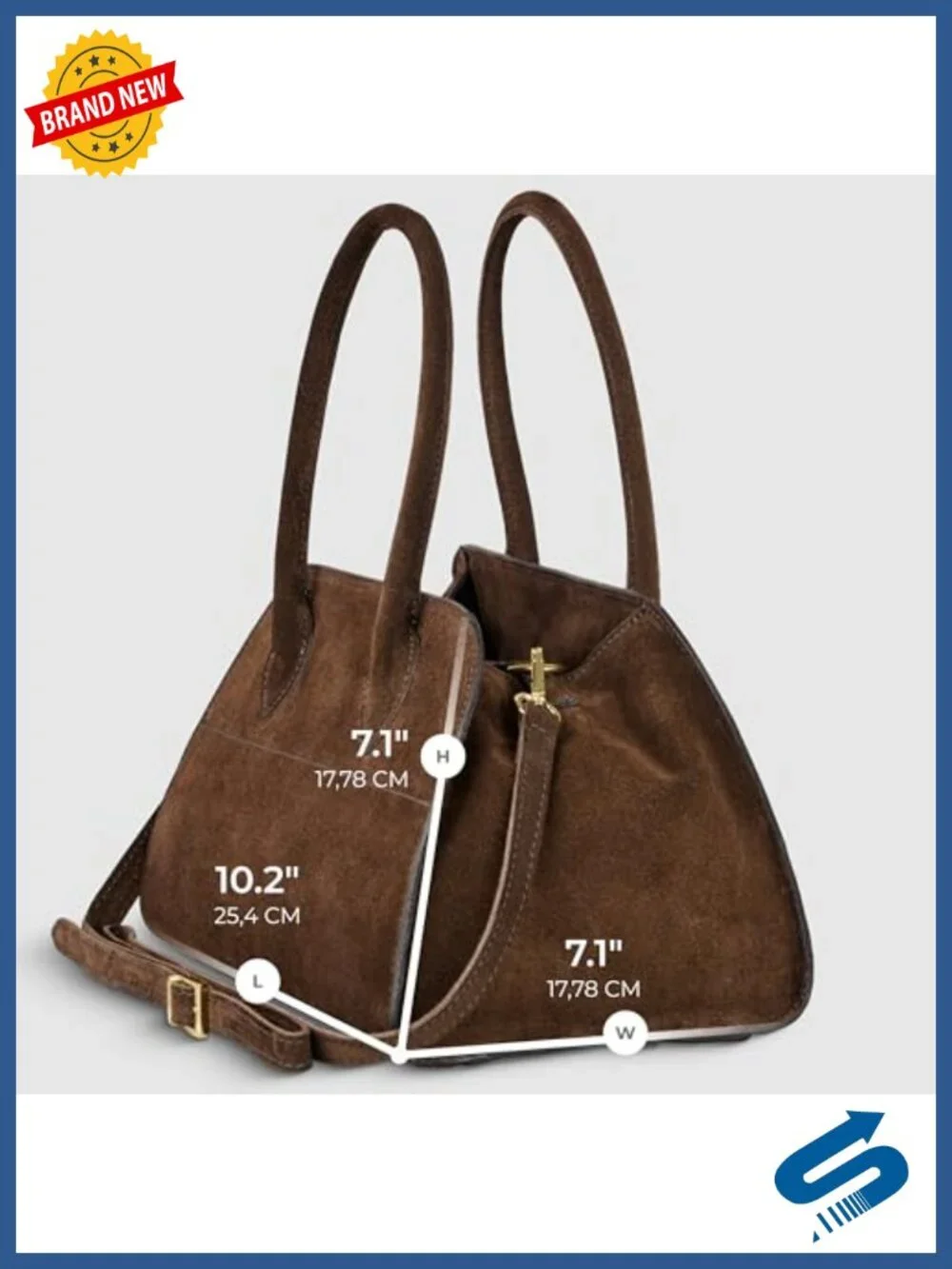 Genuine Suede Top-Handle Satchel with Adjustable Strap
